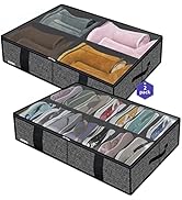 Onlyeasy 2 Pack Under Bed Shoes Storage Bag Organizer (14+4 Pairs), Collapsible Shoe Boot Contain...