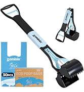 ZOMISIA 32" Long Handle Pooper Scooper with 30 Count Waste Bags | Sturdy & Durable Large Dog Poop...