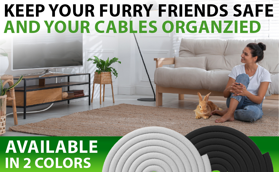 Choose your color black or white. Organize your cables, and keep pets safe.