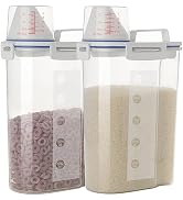 jioko 2Pack 5.5LB Plastic Transparent Tank, Rice Storage Barrel, Household Food Container Grain S...