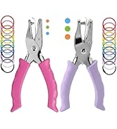 2 Pcs Single Hole Punch with 20 Pcs Binder Rings, Portable 1/4" and 1/8" Hole Puncher with Soft G...