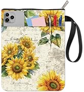 CRASPIRE Sunflower Book Sleeve with Zipper, Canvas, Floral Pattern, Book Cover for Hardcover, Pap...