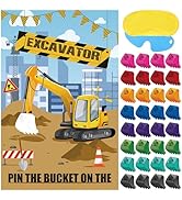 Hooqict Pin The Bucket on The Excavator Construction Party Games for Kids Boys Birthday Party Pin...