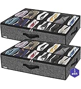 Onlyeasy Sturdy Under Bed Shoe Storage Organizer, Set of 2, Fits Total 24 Pairs, Underbed Shoes C...