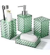 RYTOXILO Green Bathroom Accessories Set, 4 Pack Green Bath Accessory Sets Complete, Acrylic Soap ...