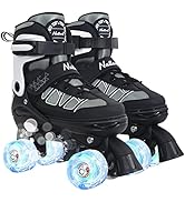 Nattork Roller Skates for Kids Boys Girls, 4 Size Adjustable Rollerskates with Light Up Wheels fo...