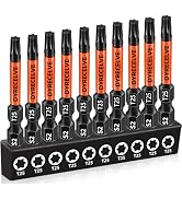 DYRECELVE 10-Pack 2-In Impact Torx Bit Set, T15 T20 T25 T30 T40, Torx/Star Power Bits for Impact ...