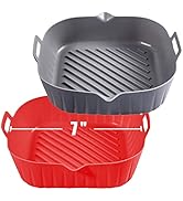 Golden Associate Silicone Liners Square 7 inches for Air Fryer, 2 Pcs Non-stick Food-grade Reusab...