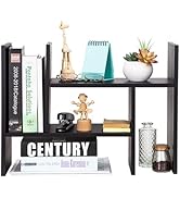 VERGOODR Desktop Organizer Office Storage Rack Adjustable Natural Wood Display Book Shelf Stand R...