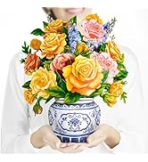 Airpark Mothers Day Gifts Pop Up Flower Card, 3D Yellow Rose Bouquet Mothers Day Cards for Mom Wo...