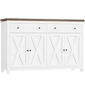 FOTOSOK Sideboard Buffet Cabinet with Storage, 55" Large Kitchen Storage Cabinet with 2 Drawers a...