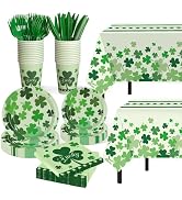 Childom St Patricks Day Party Supplies Decorations,147 Pcs Disposable St Patricks Day Tableware S...