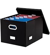 PRANDOM File Organizer Box - Set of 1 Collapsible Decorative Faux Leather Filing Storage Hanging ...