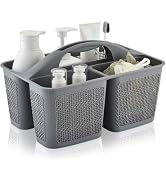 Plastic Gray Shower Caddy Basket, Divided Cleaning Portable Shower Basket with Handle Compartment...