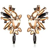 EVER FAITH Vintage Rhinestone Statement Earrings, Fashion Bling Colorful Marquise Drop Crystal Cl...