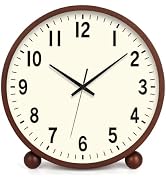 Maxspace Table Clock - Silent Non-Ticking 8in Wooden Desk Clock, Battery Operated Shelf Desk Top ...