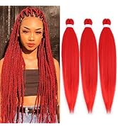 Braiding Hair Pre Stretched (Red#, 16inch-3Packs)