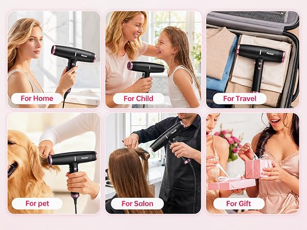 Professional Hair Dryer Gift Set for Women, Best Birthday Gift for Her, Salon Grade Tool.