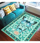 Mightree Butterfly Washable Area Rugs - Non Slip Floor Mat Foldable Thin Low Pile Soft Carpet, Mo...