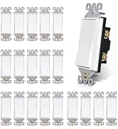 AIDA Single Pole Rocker Decorator Light Switch, 15 Amp Self-grounding Electrical Light Switches, ...