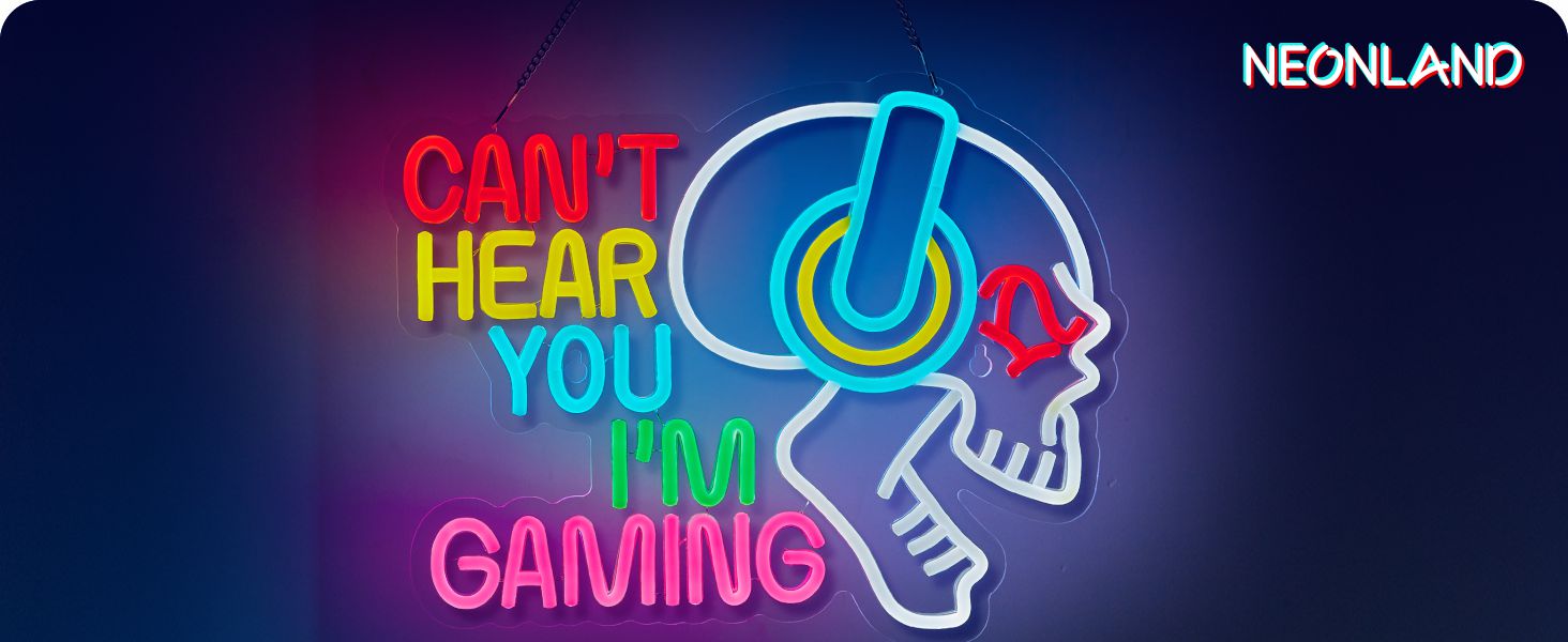 Can't hear you i am gaming neon sign