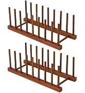 HBlife 4pcs Teak Dish Plate Bowl Cup Book Pot Lid Cutting Board Drying Rack Stand Drainer Storage...