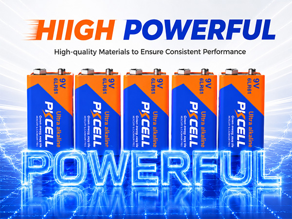 High Performance 5 Pack 9 Volt Batteries Ultra Alkaline 9V Batteries