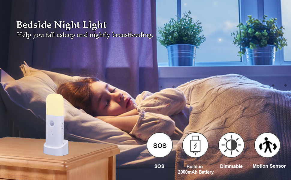 Rechargeable night light with Dimmable