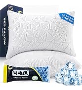BETU Enhanced Cooling Pillows Queen Size Set of 2, Shredded Memory Foam Cool Pillow for Hot Sleep...