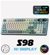 RK ROYAL KLUDGE S98 Mechanical Keyboard w/Smart Display & Knob, Top Mount 96% Wireless Mechanical...