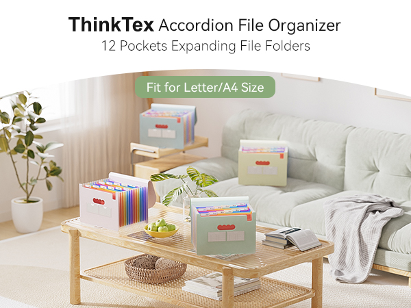 ThinkTex Accordion File Organizer, 12 - Pocket Expanding File Folders