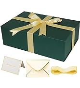 YINUOYOUJIA Large Green Gift Boxes with Lid,14"x9"x4.5" Magnetic Gift Box with Ribbon,Cards and E...