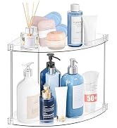 FODIENS 2 Tier Corner Bathroom Organizer, Clear Bathroom Counter Shelf for Vanity Countertop, Kit...