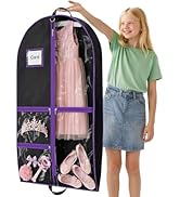Dance Garment Bags for Dancers, 40" Garment Bags for Hanging Clothes with 3 Clear Zipper Pockets,...