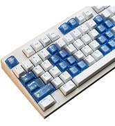 JSJT Cherry Profile Keycaps 159 Keys White Blue PC Translucent Keycap Set Suitable for Cherry MX ...