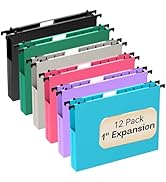 NORDUN Plastic Hanging File Folders 1 Inch Expansion Letter Size,12 Pack Reinforced Heavy Duty Ha...