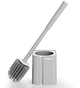 Y-in Hand Toilet Brush and Holder Set, Silicone Toilet Bowl Cleaner Brush Bristles, Bathroom and ...