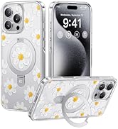 CASEKOO Oil Painting Daisy for iPhone 16 Pro Max Case with Magnetic Ring Stand [Compatible with M...
