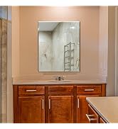 Frameless Bathroom Mirror for Wall, Rectangle Beveled Edge Mirror for Over Sink, Tempered Glass, ...
