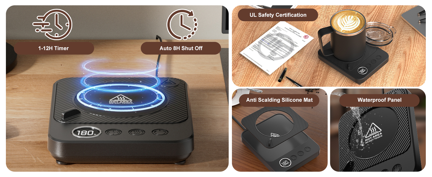 Coffee Mug Warmer Set for Desk, Coffee Cup Warmer with Auto Shut OffTimer, Coffee Mug Cup Heater