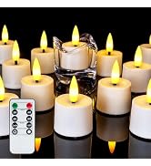 merrynights 12Pcs Remote Candles, LED Tea Lights with Remote Timer,400+Hrs | Realistic 3D Flicker...