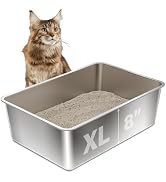 Stainless Steel Litter Box, XL Extra Large Metal High-Sided Litter Boxer for Big Cat,Multiple Cat...