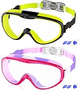 COOLOO Kids Swim Goggles for Age 3-15, 2 Pack Kids Goggles for Swimming with Nose Cover, No Leaki...