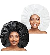 Super Jumbo Shower Cap 2 PCS Waterproof Shower Caps for Women, Extra Large Shower Cap, Reusable S...