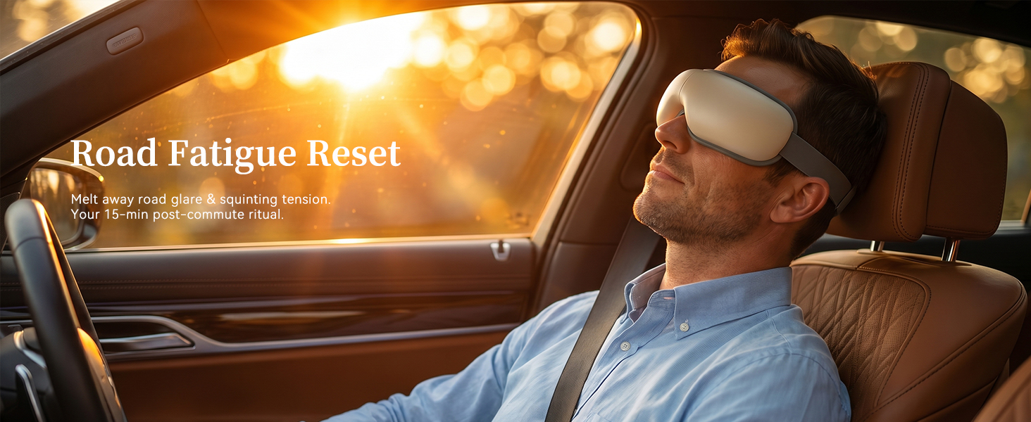 eye massager for drivers, road glare relief, long drive recovery