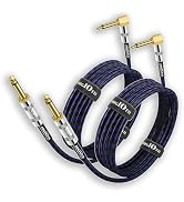 Augioth Guitar Cable 10 ft 2 Pack, Electric Instrument Bass Cable AMP Cord 1/4 Straight to Angled...