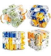 YongnKids 4 Pack 3D Maze Ball Puzzle Cube,Rolling Twist Maze Toy Brain Teaser Game for Kids Adult...