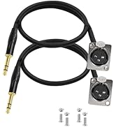 Jozzai D Type Premium XLR Pass Through Cable 1.6FT, 2 Pack, 1/4 Inches TRS Male to XLR Female, fo...