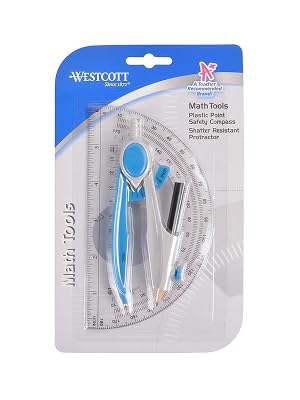 Westcott 2-Piece Compass and Protractor Set, for Crafting, Office, Classroom, Back-to-School