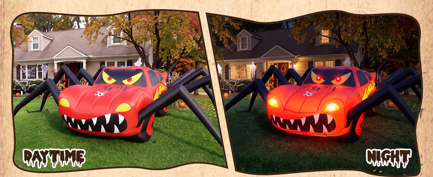 Super Giant 19.7 FT Halloween Inflatables Spider Car Outdoor Decorations